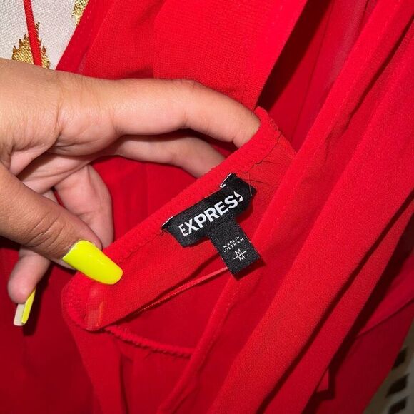 Express red sheer top backless peplum size M - Picture 5 of 5